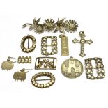 A QUANTITY OF NINE SILVER AND WHITE METAL COSTUME JEWELLERY ITEMS to include two pairs of nineteenth