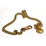 A WATCH ALBERT CHAIN WITH BLOODSTONE SET SQUIRREL FOB chain comprising twisted curb links, toggle