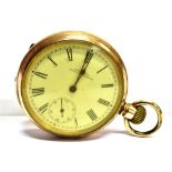 A GOLD PLATED WALTHAM POCKET WATCH the gold plated Waltham Traveler with winding jewelled