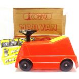 TWO COMBEX RIDE-ON MAIL VANS 47cm long, each boxed. Provenance: Ex shop stock, Denners, Cullompton.