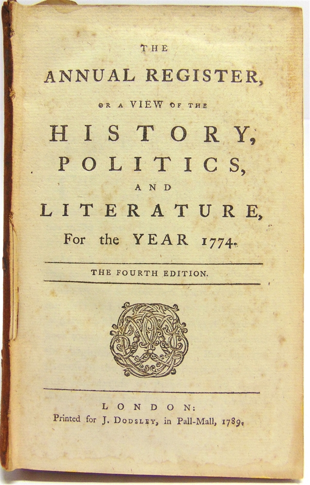 [BOOKS]. HISTORY The Annual Register, or A View of the History, Politics, and Literature, for the - Image 2 of 3