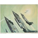 AVIATION - FIVE GENERAL ELECTRIC PRINTS circa 1960, after Robert McCall, comprising artist-drawn