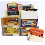 NINE DIECAST MODEL VEHICLES by Corgi (6) and others, each mint or near mint and boxed.