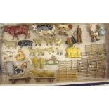 ASSORTED LEAD FARM ANIMALS & ACCESSORIES by Britains and others, playworn, (38).