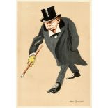 AFTER BERT THOMAS Winston Churchill, colour print, 28.5cm x 20cm; together with another,