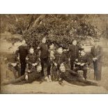 MILITARIA - A PHOTOGRAPH late 19th century, of a group of sergeants with their dog, probably Royal