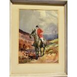 [HUNTING]. ERIC GODDARD (BRITISH, 20TH CENTURY) Huntsman on a dark bay horse, possibly Exmoor,