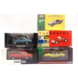 FIVE 1/43 SCALE DIECAST MODEL CARS by Minichamps (1), Whitebox (1), Vanguards (2) and Atlas Editions