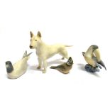 FOUR ROYAL COPENHAGEN ANIMAL FIGURES: a seagull model 1468; toucan model 2574; bull terrier 3280 and