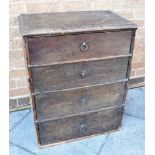 A SMALL OAK CHEST OF FOUR GRADUATED DRAWERS 60cm wide 38cm deep 76cm high