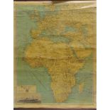 [SHIPPING INTEREST]. A HOLLAND-AFRICA LINE ROUTE NETWORK WALL MAP, 1954 by George Philip & Son, Ltd,