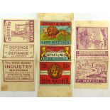 TWENTY-EIGHT ASSORTED MATCHBOX LABELS & MATCHBOX SLEEVES by W.J. Morgan, S.J. Moreland, Bryant &