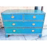 A GEORGE III CHEST OF TWO SHORT AND TWO LONG DRAWERS on bracket feet, with handles to each side,