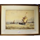 FREDERICK JAMES ALDRIDGE (BRITISH 1850-1933) Shipping in a Stormy Scene Watercolour Signed 'F J