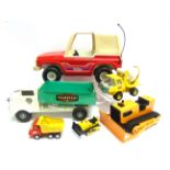 SIX PRESSED STEEL TOY VEHICLES by Tri-ang (1) and Tonka (5), variable condition, most good, the