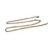 A VICTORIAN 9CT ROSE GOLD CHAIN the belcher link chain with barrel snap clasp, 18 inches long,