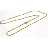 A 9CT GOLD CHAIN the fine belcher link chain with bolt ring fastener, 18 inches long, weighing