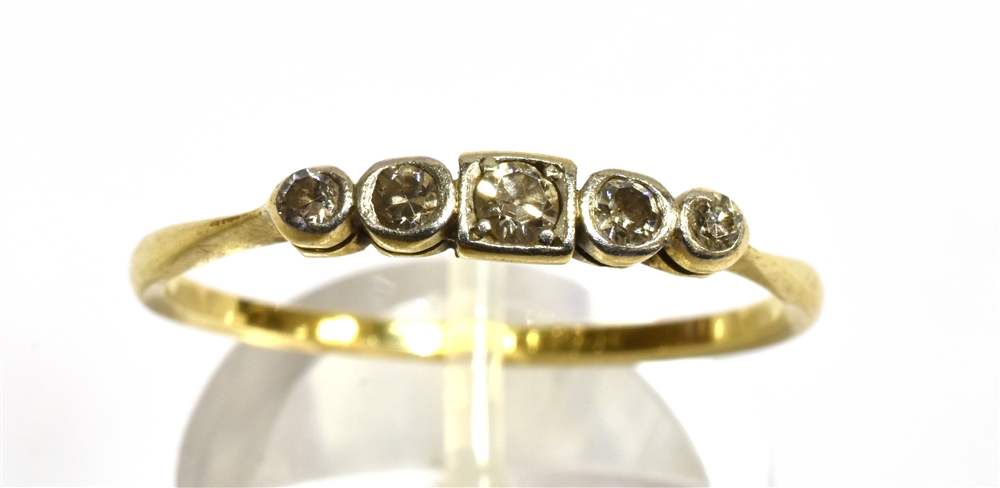 A DIAMOND FIVE STONE 18CT GOLD RING five small graduating round cut diamonds, total diamond weight - Image 3 of 4