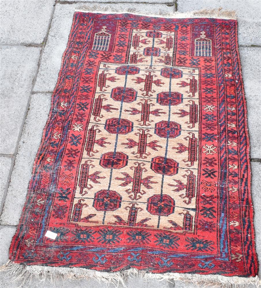 TWO PRAYER RUGS: one 81cm x 129cm, and another 86cm x 143cm - Image 4 of 4