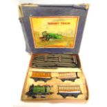 [O GAUGE]. A HORNBY L.N.E.R. PASSENGER TRAIN SET comprising an 0-4-0 tank locomotive, 460, lined