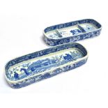 TWO SPODE PEN TRAYS one transfer printed in the 'Tower' pattern, the other with cattle, a man