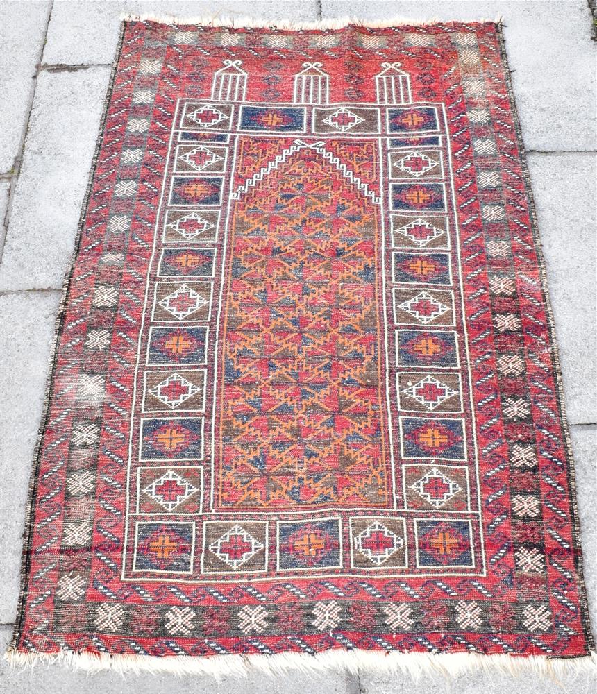 TWO PRAYER RUGS: one 81cm x 129cm, and another 86cm x 143cm - Image 2 of 4