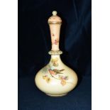 A GRAINGER & CO, WORCESTER LIDDED VASE with painted decoration of a bird on a branch, with gilded