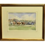 JEFFY SALT (CONTEMPORARY) The Final Furlong Watercolour Signed in pencil lower right, labelled verso