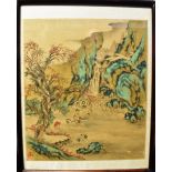 CHINESE SCHOOL a group of ten landscape scenes gouache and pen and ink on silk each with red printed