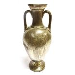 A VICTORIAN SILVER URN SHAPED TWO HANDLED VASE the Greek urn shaped vase with stylised flower head