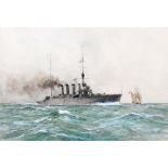 WILLIAM MINSHALL BIRCHALL (BRITISH, 1884-1941) 'H.M.S. Birmingham', watercolour, titled, signed