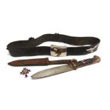 ASSORTED GERMAN THIRD REICH MILITARIA comprising a Hitler Youth (Hitlerjugend) knife, the blade