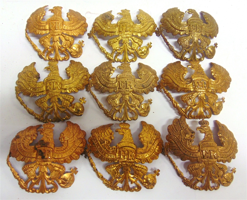 NINE GREAT WAR IMPERIAL GERMAN PRUSSIAN PICKELHAUBE HELMET PLATES