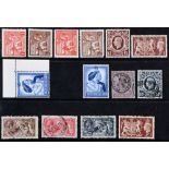 STAMPS - GREAT BRITAIN An Ed. VII - GVI mint and used selection, including £1 values, (14).