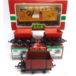 [G SCALE]. FOUR LGB WAGONS comprising a No.40420, Crane, and three others (Nos 40170 & 42430 x2),