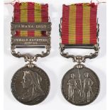 AN INDIA MEDAL TO PRIVATE H. CARR, ROYAL IRISH REGIMENT with two clasps Punjab Frontier 1897-98