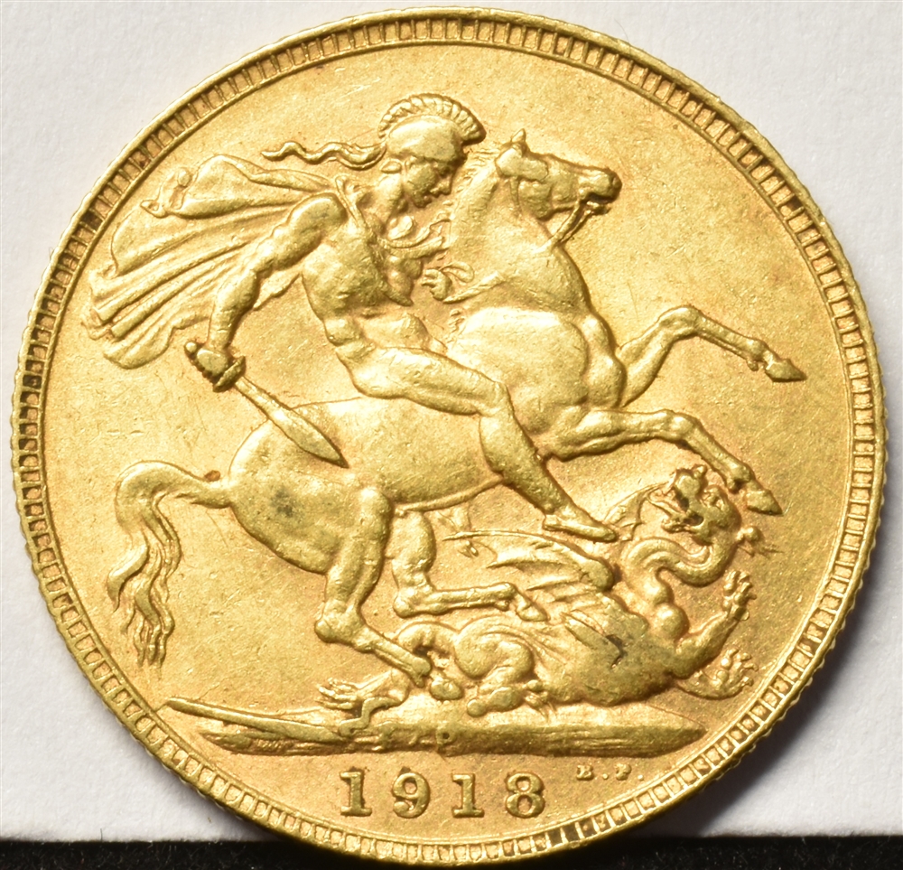 GREAT BRITAIN - GEORGE V (1910-1936), SOVEREIGN, 1918 Perth mint (P).