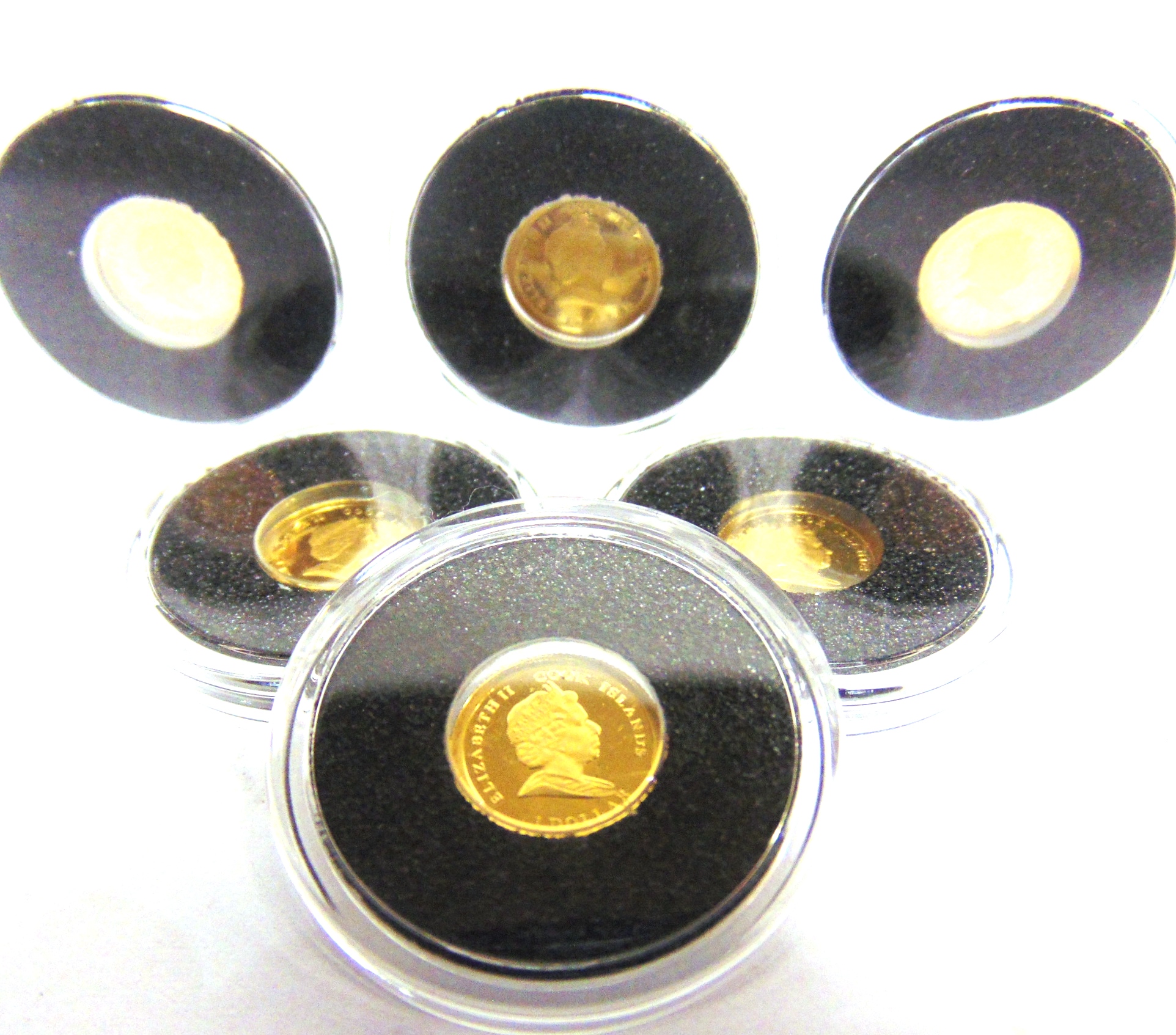 COOK ISLANDS - SIX WESTMINSTER HISTORY OF THE ROYAL FAMILY GOLD COINS (each approximately 1/2g).