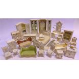 A COLLECTION OF 1/12 SCALE HAND-PAINTED DOLL'S HOUSE FURNITURE (23 pieces).