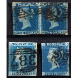 STAMPS - GREAT BRITAIN A QV horizontal pair of 2d. blues, NG-NH, with one (near two) margins (