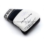 Everlast boxing glove signed by the boxing legends George Foreman, Muhammad Ali, Joe Frazier and