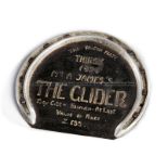 Racing plate worn by The Glider winner of 1924 Falcon Plate at Thirsk, mounted on a tinplate sheet