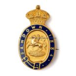 Sandown Park gilt-metal & enamel member's race badge for 1884, a lady's pass, numbered 2126,