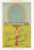 Collection of early to mid 20th century tennis related postcards and photographs, comprising