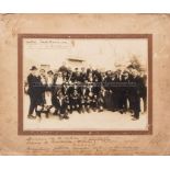 Photograph of the Uruguay national football team during the 1925 European tour, matted b&w