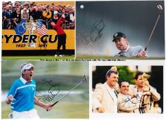 Signed Ryder Cup 'winning memories' photographs, including Poulter, Mongomerie, Karlsson,