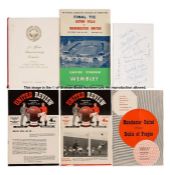 Collection of  football memorabilia comprising 1950s Manchester United programmes and signed PFA