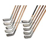Group of ten aluminium headed putters, mostly Standard Golf Company of Sunderland, including Ray