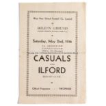 Casuals v Ilford F.A. Amateur Cup Final Replay programme played at West Ham United 2nd May 1936