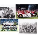 Large collection of press photographs of English and international football teams, including b&w and